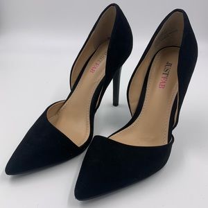 Black suede pumps/heels